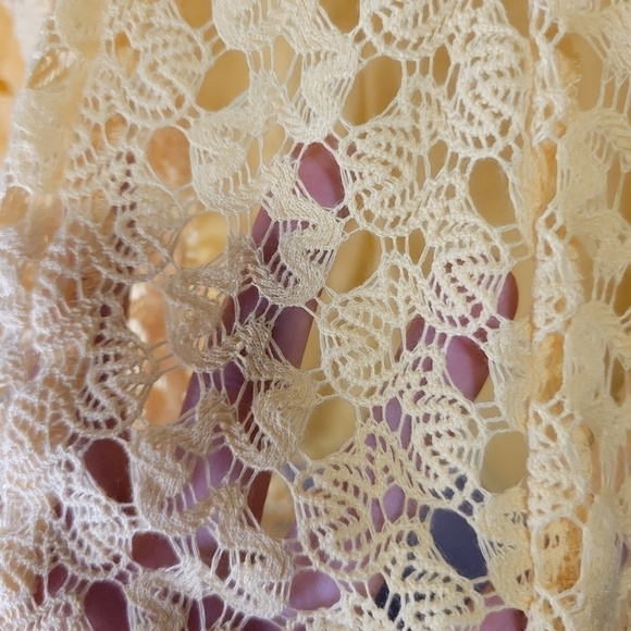 Rabbit designs pale yellow crochet lined dress size14 elbow lengthsleeve unlined - Picture 5 of 8